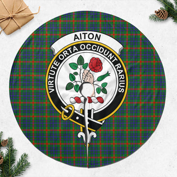 Aiton Tartan Christmas Tree Skirt with Family Crest 47*47 inch - Tartan Vibes Clothing