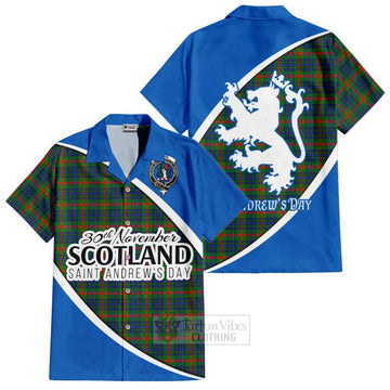 Aiton Family Crest Tartan Short Sleeve Button Shirt Celebrate Saint Andrew's Day in Style