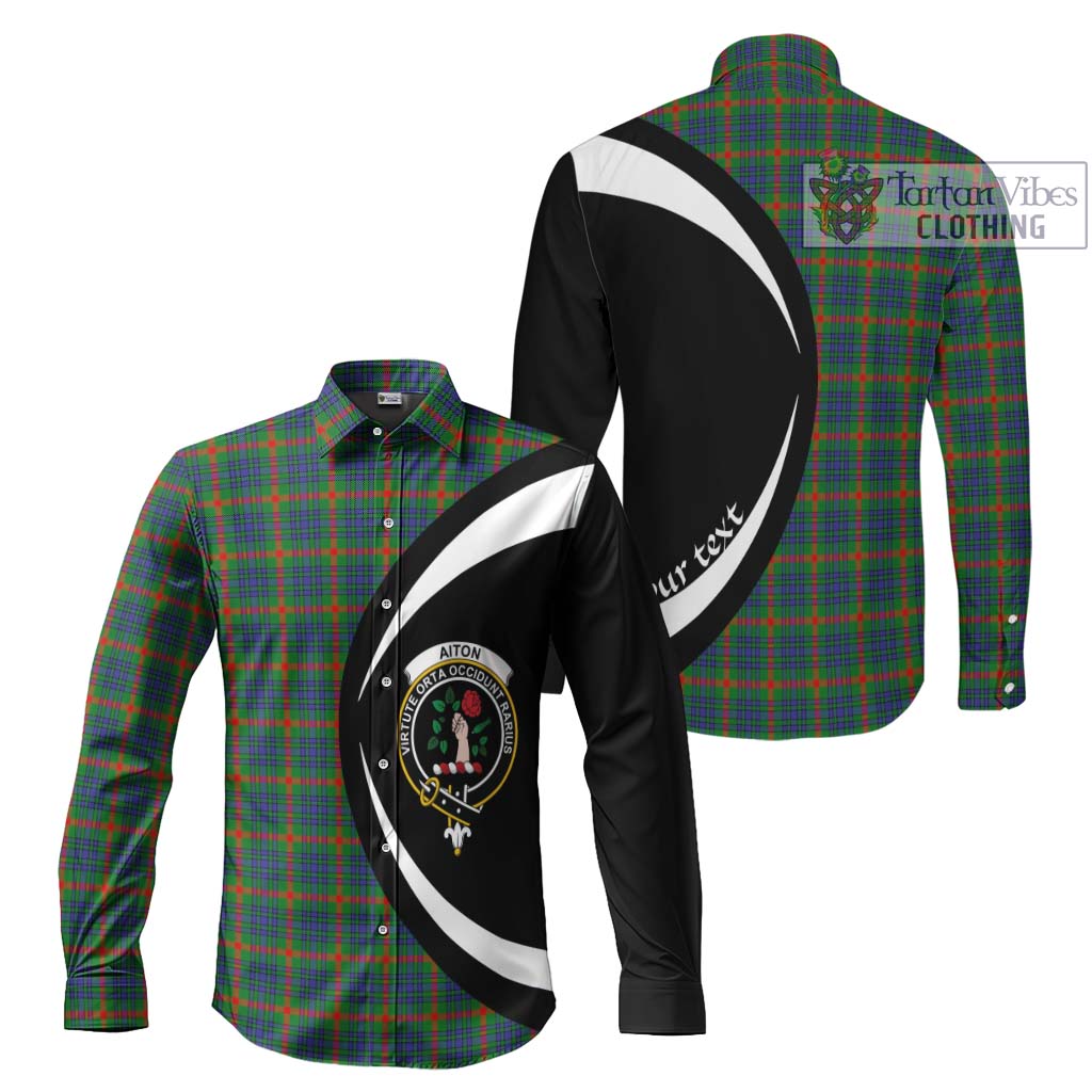 Tartan Vibes Clothing Aiton Tartan Long Sleeve Button Up with Family Crest Circle Style