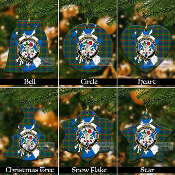 Aiton Tartan Christmas Ornament with Family Crest and Scotland Map