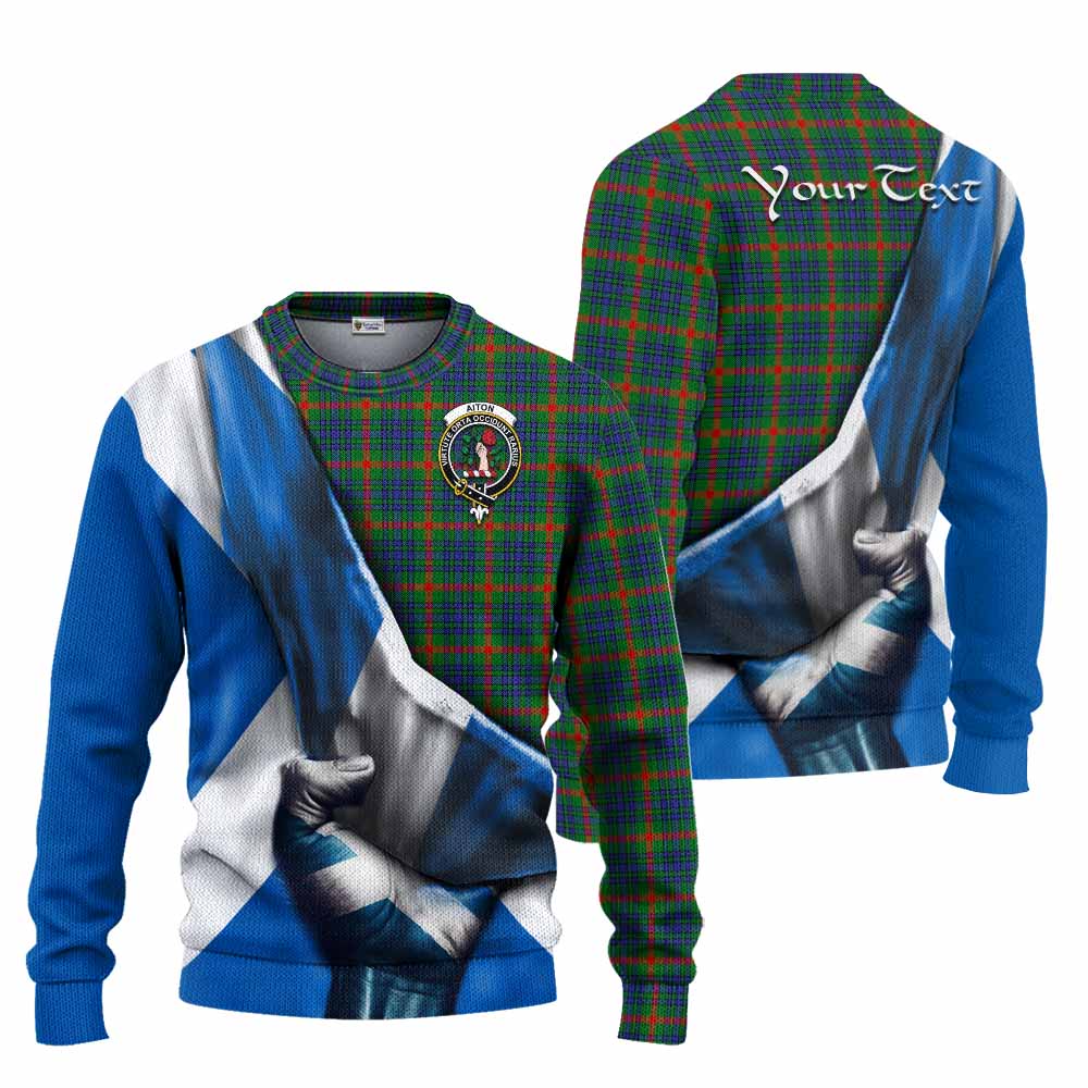 Tartan Vibes Clothing Aiton Tartan Knitted Sweater with Family Crest Scotland Patriotic Style