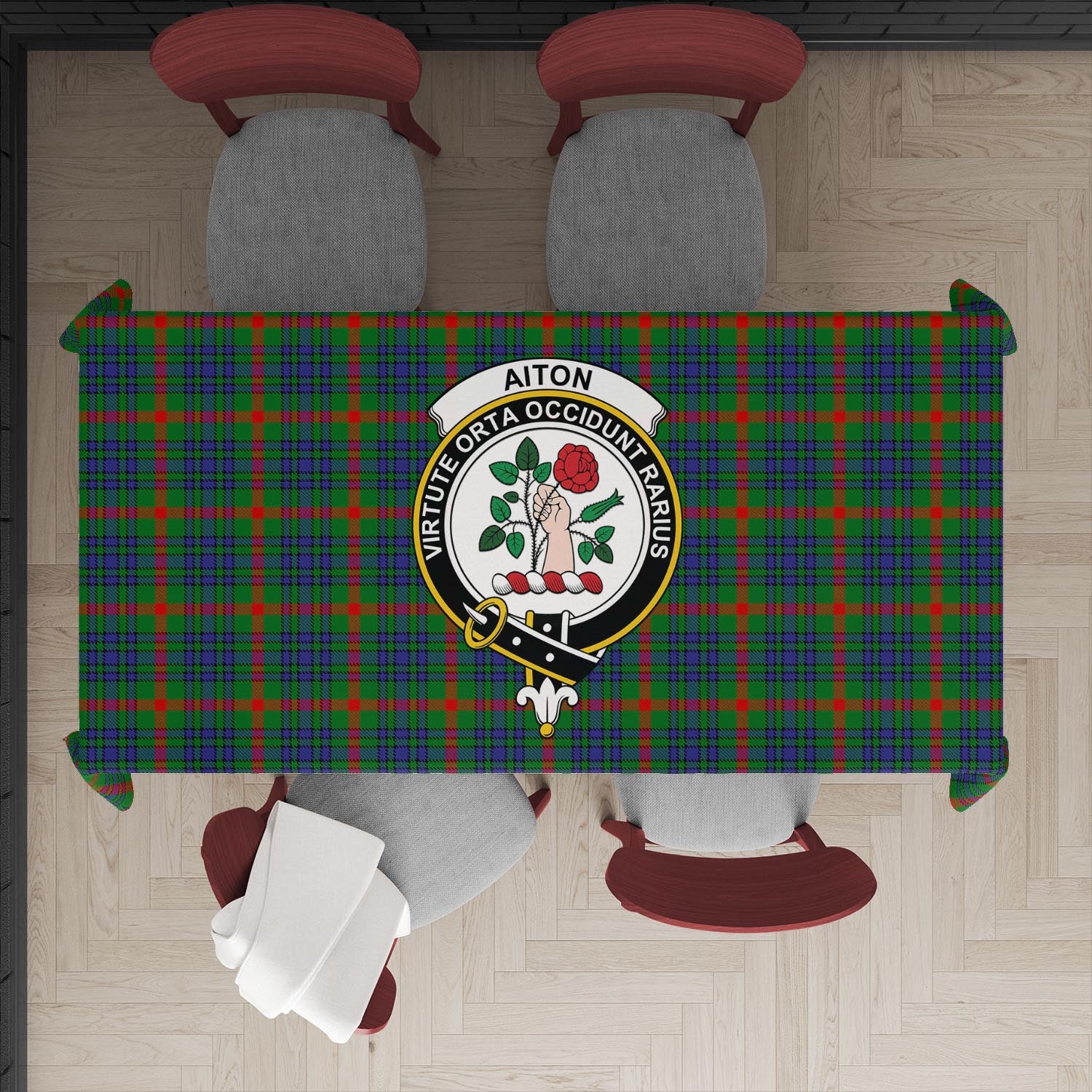 Aiton Tatan Tablecloth with Family Crest - Tartanvibesclothing