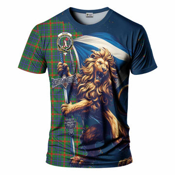 Aiton Tartan Family Crest T-Shirt with Scottish Majestic Lion