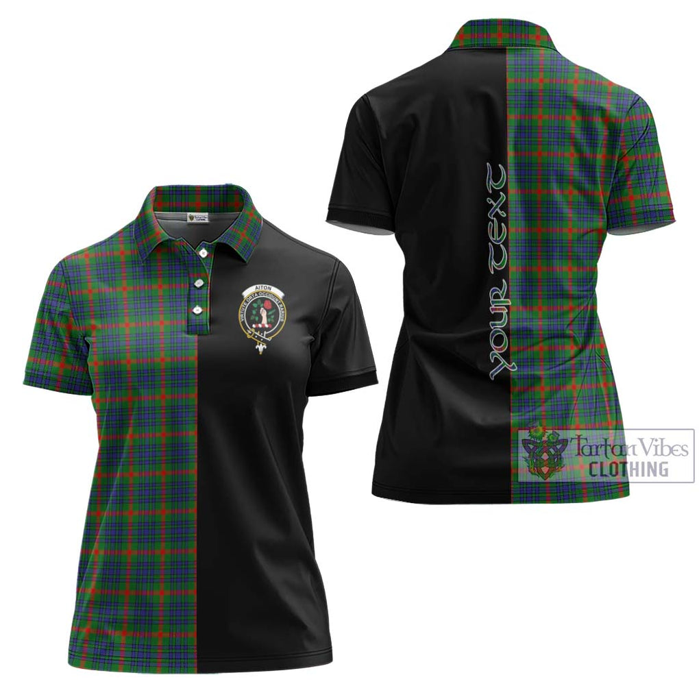 Aiton Tartan Women's Polo Shirt with Family Crest and Half Of Me Style Women - Tartanvibesclothing Shop