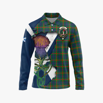 Aiton Tartan Family Crest Long Sleeve Polo Shirt Scottish Thistle Celtic Inspired Unisex - Tartan Vibes Clothing