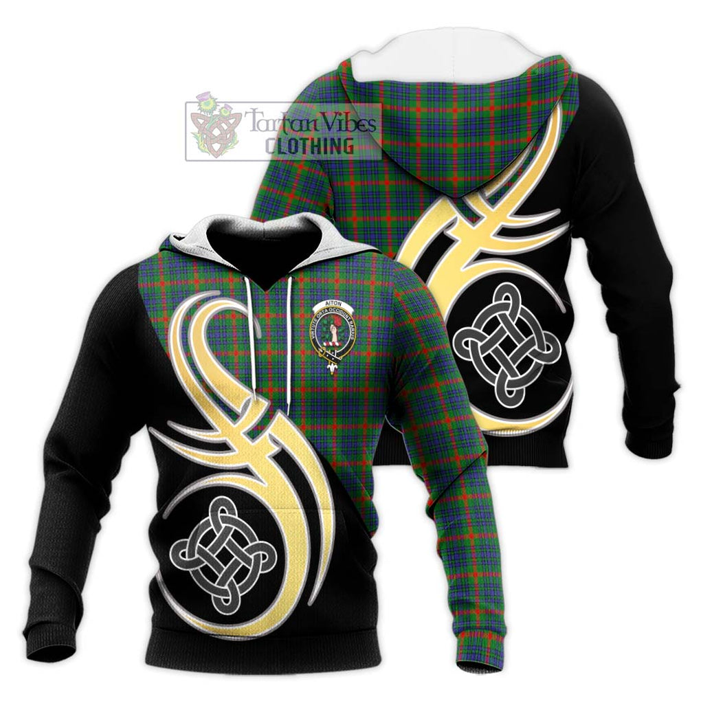 Aiton Tartan Knitted Hoodie with Family Crest and Celtic Symbol Style Unisex Knitted Pullover Hoodie - Tartan Vibes Clothing