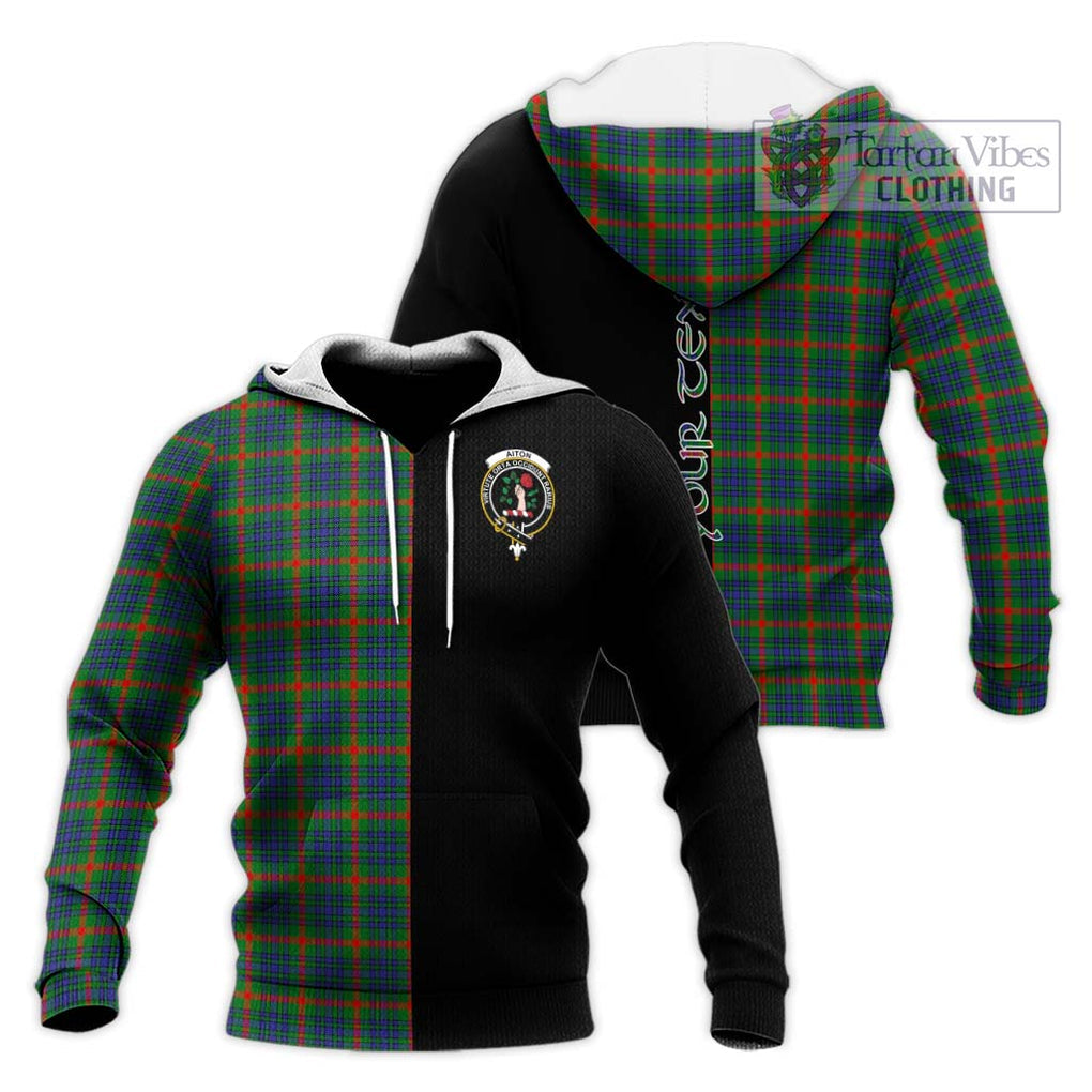 Aiton Tartan Knitted Hoodie with Family Crest and Half Of Me Style Unisex Knitted Pullover Hoodie - Tartanvibesclothing Shop