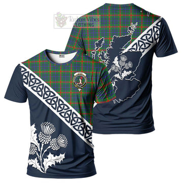 Aiton Tartan T-Shirt Featuring Thistle and Scotland Map