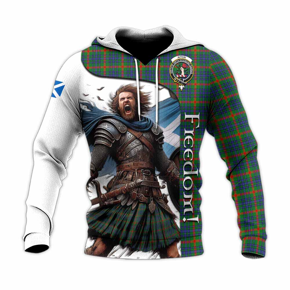 Tartan Vibes Clothing Aiton Crest Tartan Knitted Hoodie Inspired by the Freedom of Scottish Warrior