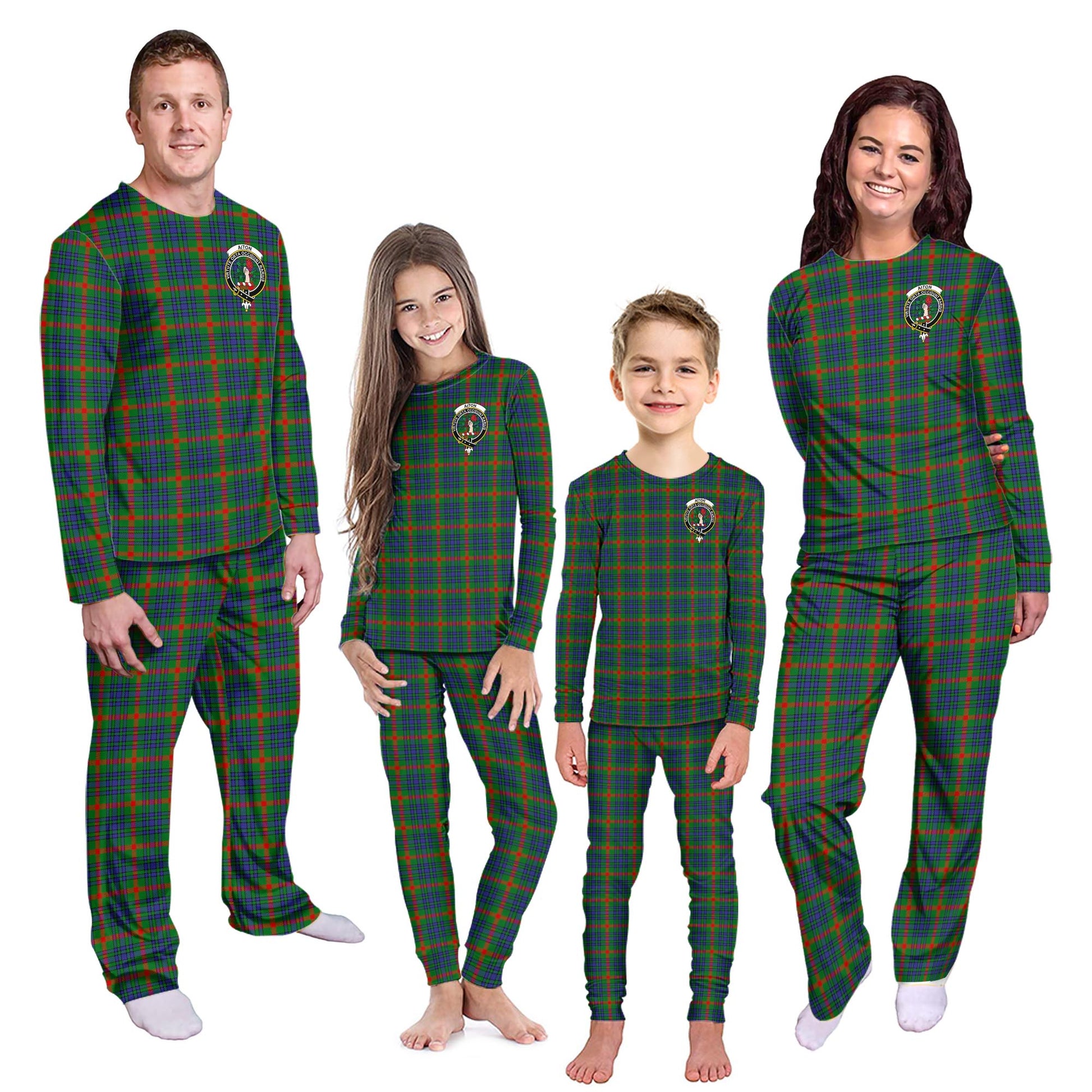 Aiton Tartan Pajamas Family Set with Family Crest Kid - Tartan Vibes Clothing