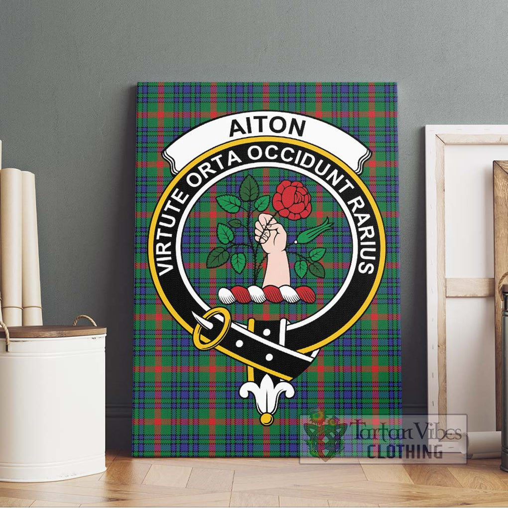 Aiton Tartan Canvas Print Wall Art with Family Crest Without Frame - Tartan Vibes Clothing