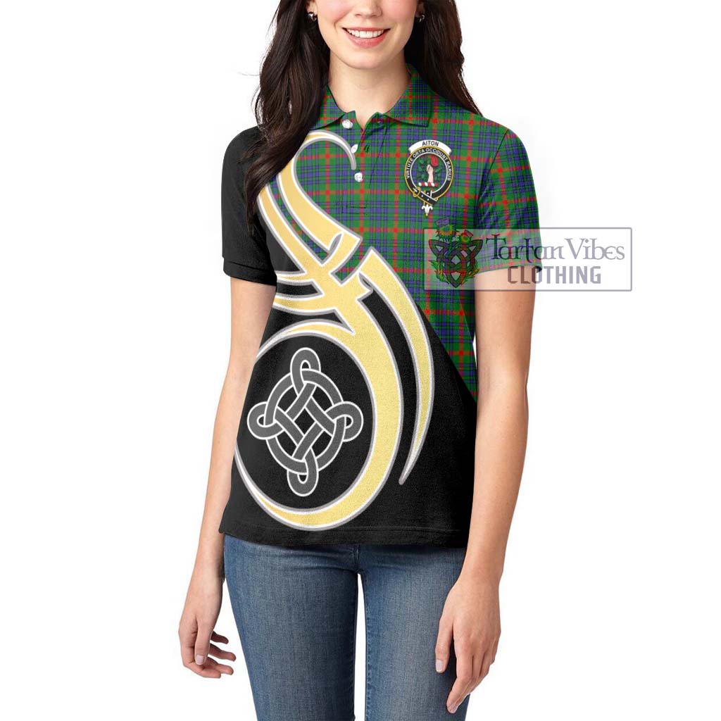 Aiton Tartan Women's Polo Shirt with Family Crest and Celtic Symbol Style Women - Tartan Vibes Clothing