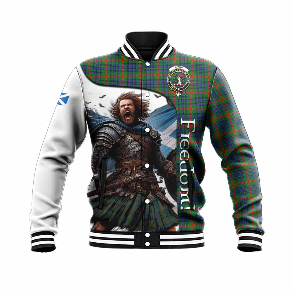 Tartan Vibes Clothing Aiton Crest Tartan Baseball Jacket Inspired by the Freedom of Scottish Warrior