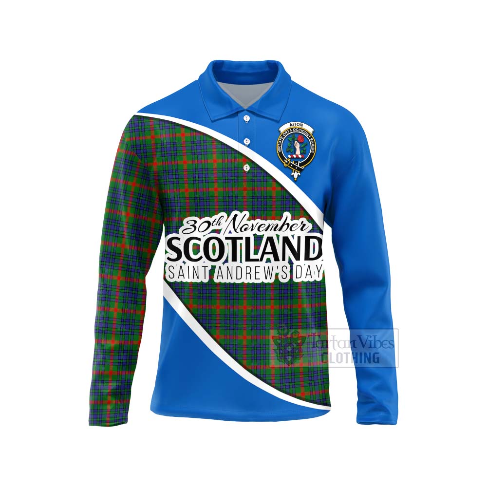 Tartan Vibes Clothing Aiton Family Crest Tartan Long Sleeve Polo Shirt Celebrate Saint Andrew's Day in Style