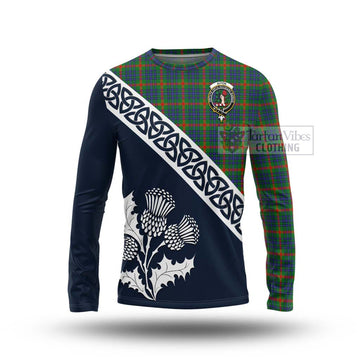 Aiton Tartan Long Sleeve T-Shirt Featuring Thistle and Scotland Map Unisex - Tartan Vibes Clothing