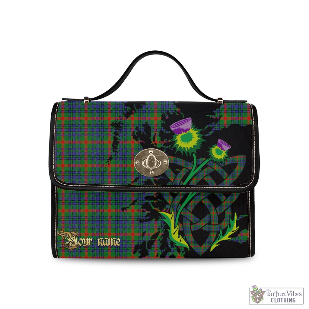 Tartan Vibes Clothing Aiton Tartan Waterproof Canvas Bag with Scotland Map and Thistle Celtic Accents