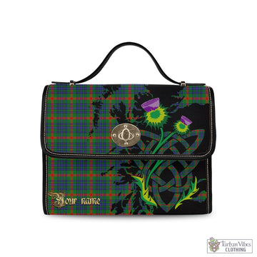 Aiton Tartan Waterproof Canvas Bag with Scotland Map and Thistle Celtic Accents