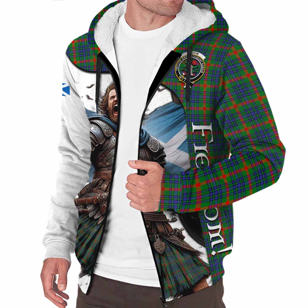 Tartan Vibes Clothing Aiton Crest Tartan Sherpa Hoodie Inspired by the Freedom of Scottish Warrior