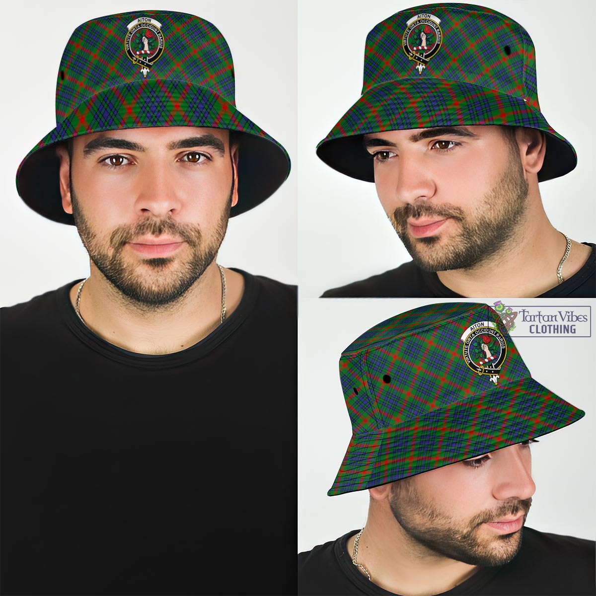 Tartan Vibes Clothing Aiton Tartan Bucket Hat with Family Crest