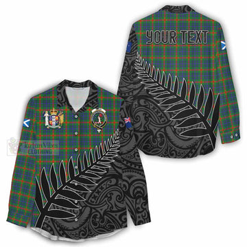 Aiton Crest Tartan Women's Casual Shirt with New Zealand Silver Fern Half Style