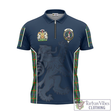 Aiton Tartan Zipper Polo Shirt with Family Crest and Lion Rampant Vibes Sport Style