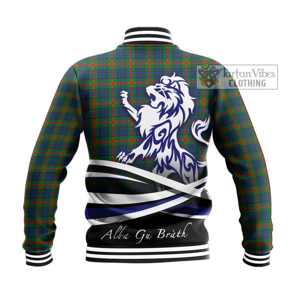 Aiton Tartan Baseball Jacket with Alba Gu Brath Regal Lion Emblem - Tartanvibesclothing Shop