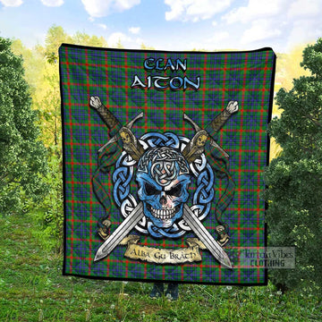 Aiton Tartan Quilt with Celtic Skull Alba Gu Brath Style