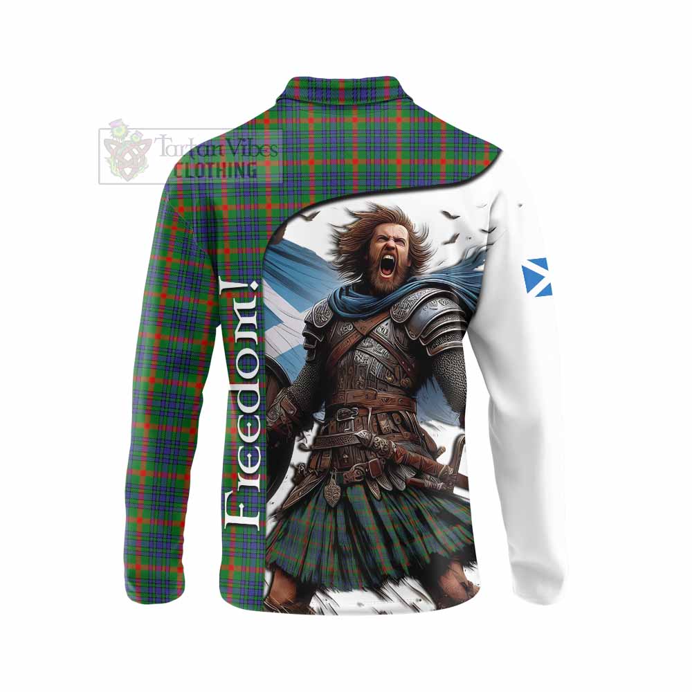 Tartan Vibes Clothing Aiton Crest Tartan Long Sleeve Polo Shirt Inspired by the Freedom of Scottish Warrior