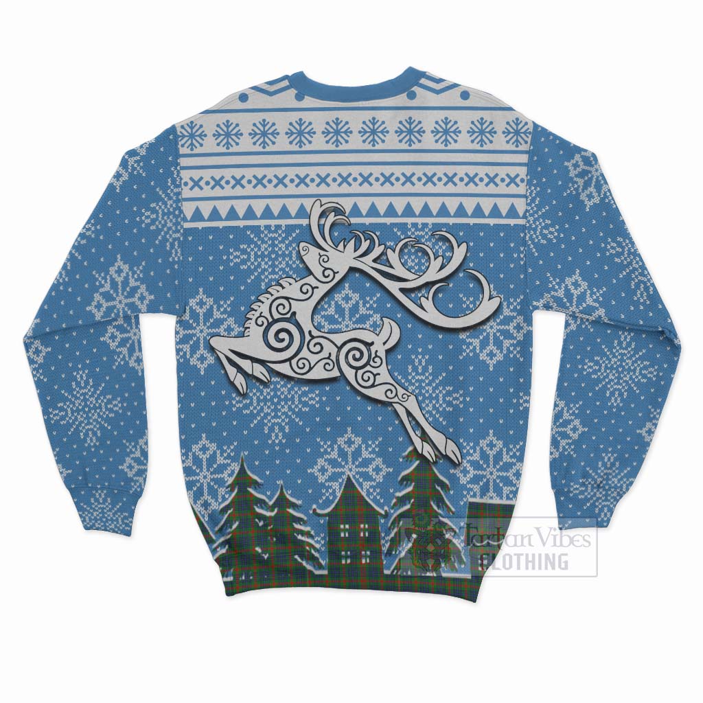 Tartan Vibes Clothing Aiton Clan Christmas Sweatshirt Celtic Reindeer Style