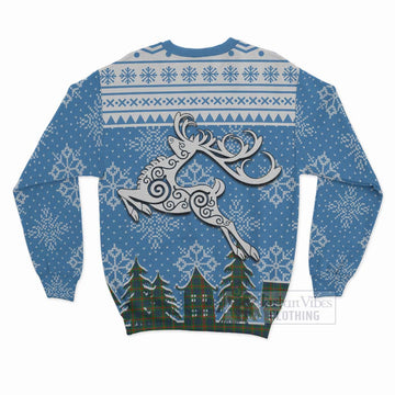 Aiton Clan Christmas Sweatshirt Celtic Reindeer Style