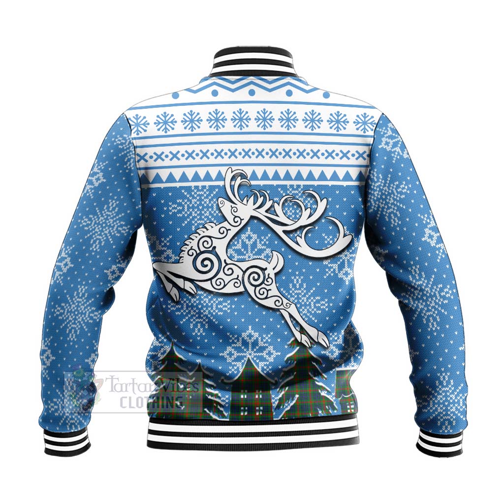 Tartan Vibes Clothing Aiton Clan Christmas Baseball Jacket Celtic Reindeer Style