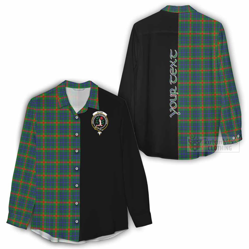 Tartan Vibes Clothing Aiton Tartan Women's Casual Shirt with Family Crest and Half Of Me Style