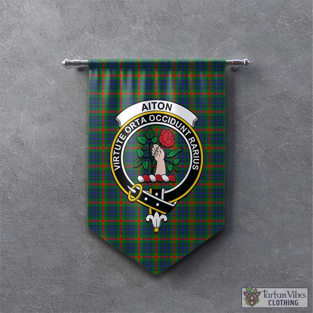 Aiton Tartan Gonfalon, Tartan Banner with Family Crest - Tartan Vibes Clothing