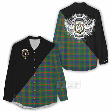 Aiton Tartan Women's Casual Shirt with Family Crest and Military Logo Style