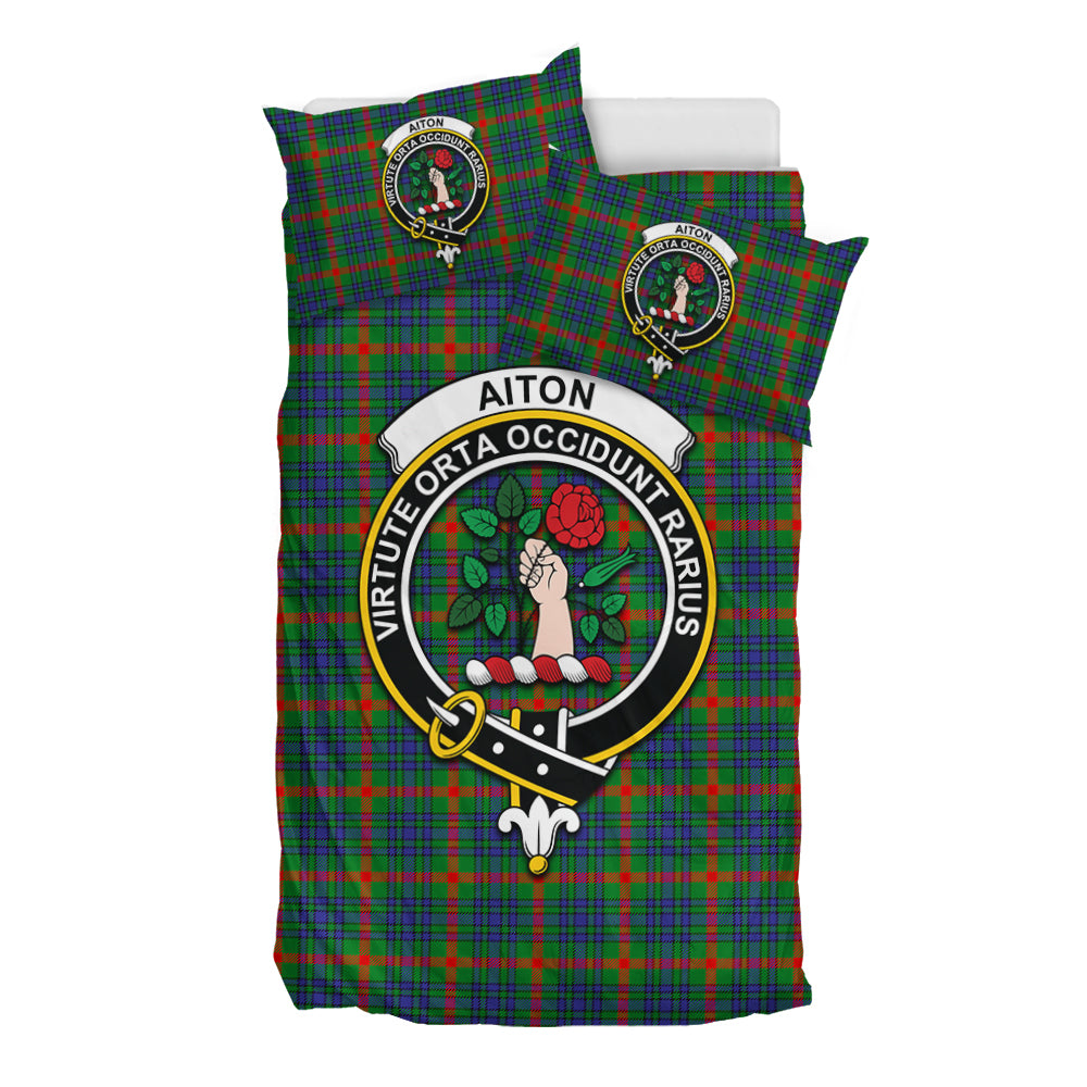 Aiton Tartan Bedding Set with Family Crest - Tartan Vibes Clothing
