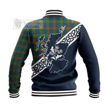 Aiton Tartan Baseball Jacket Featuring Thistle and Scotland Map