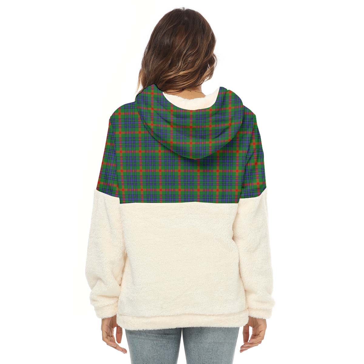 Aiton Tartan Women's Borg Fleece Hoodie With Half Zip - Tartan Vibes Clothing