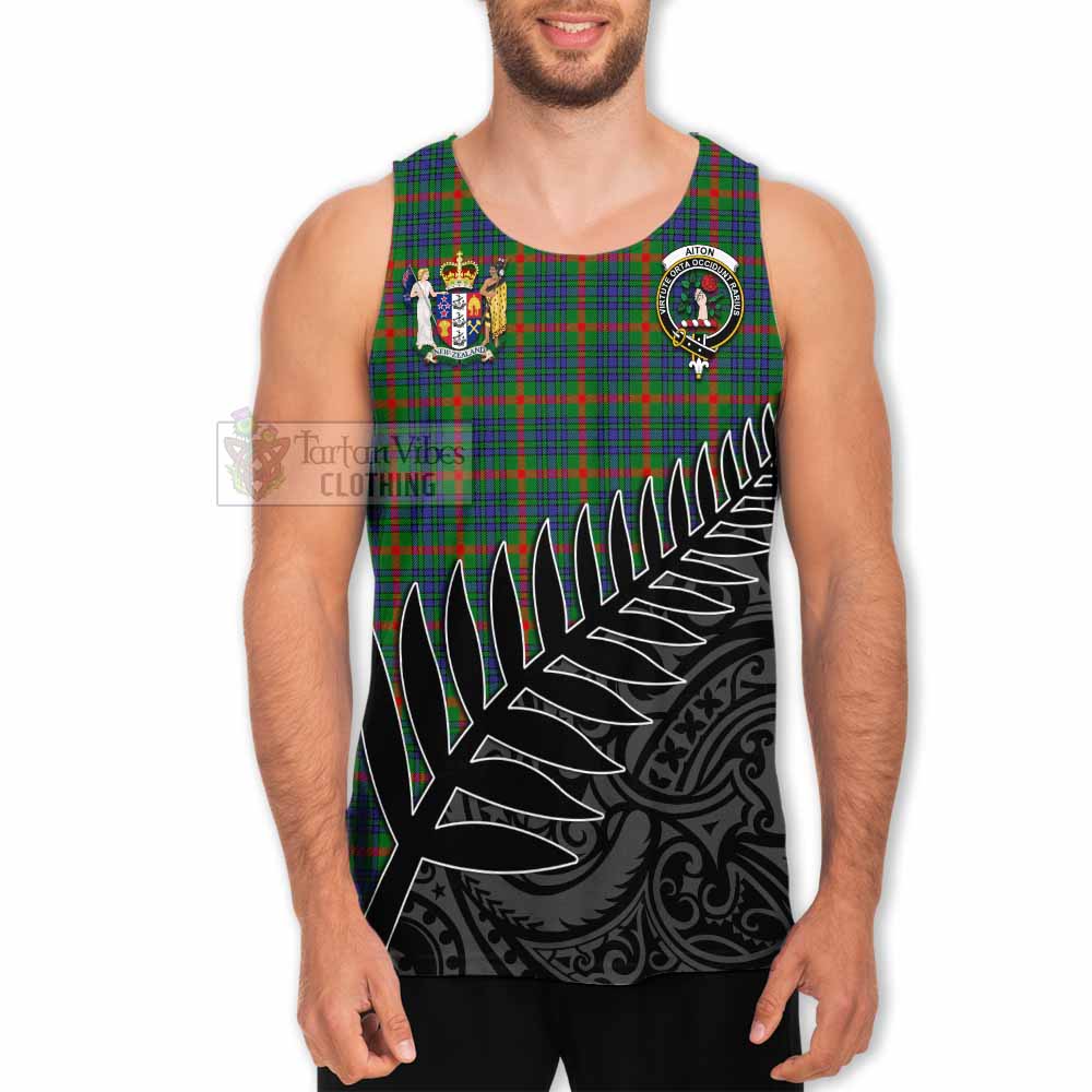 Tartan Vibes Clothing Aiton Crest Tartan Men's Tank Top with New Zealand Silver Fern Half Style