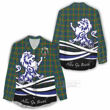 Aiton Tartan Women's Casual Shirt with Alba Gu Brath Regal Lion Emblem