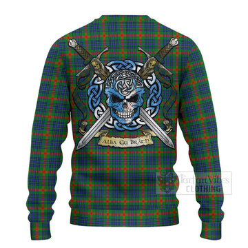 Aiton Tartan Ugly Sweater with Family Crest Celtic Skull Style