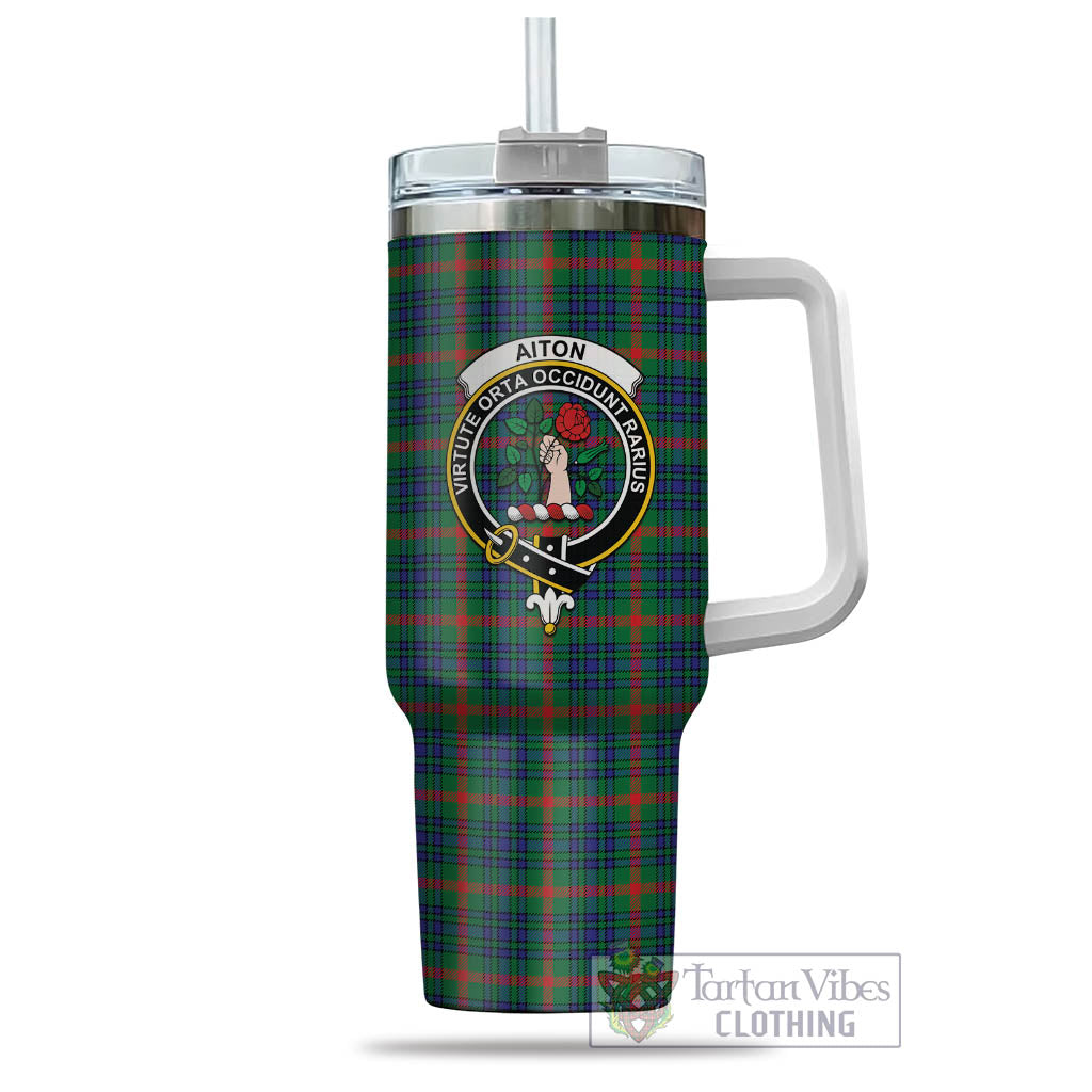 Tartan Vibes Clothing Aiton Tartan and Family Crest Tumbler with Handle