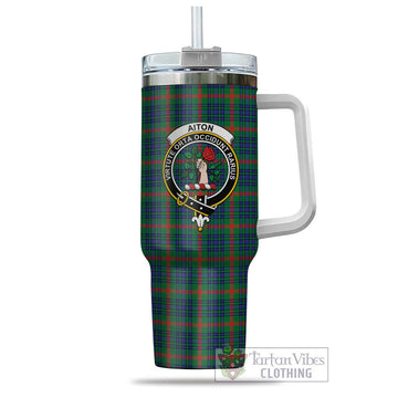 Aiton Tartan and Family Crest Tumbler with Handle