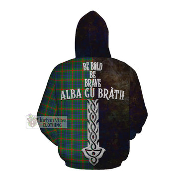 Aiton Tartan Family Crest Cotton Hoodie Alba Gu Brath Be Brave Lion Ancient Style Pullover Hoodie - Tartan Vibes Clothing