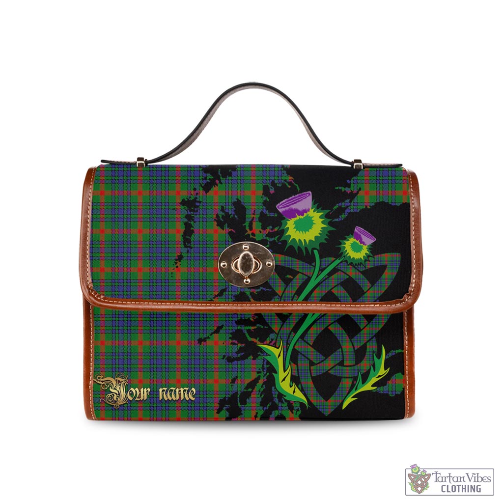 Tartan Vibes Clothing Aiton Tartan Waterproof Canvas Bag with Scotland Map and Thistle Celtic Accents