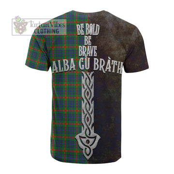 Aiton Tartan Family Crest Cotton T-shirt Alba Gu Brath Be Brave Lion Ancient Style - Tartan Vibes Clothing