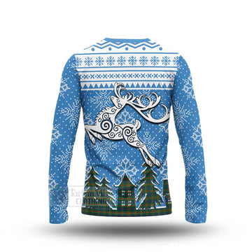 Aiton Clan Christmas Long Sleeve T-Shirt Celtic Reindeer Style