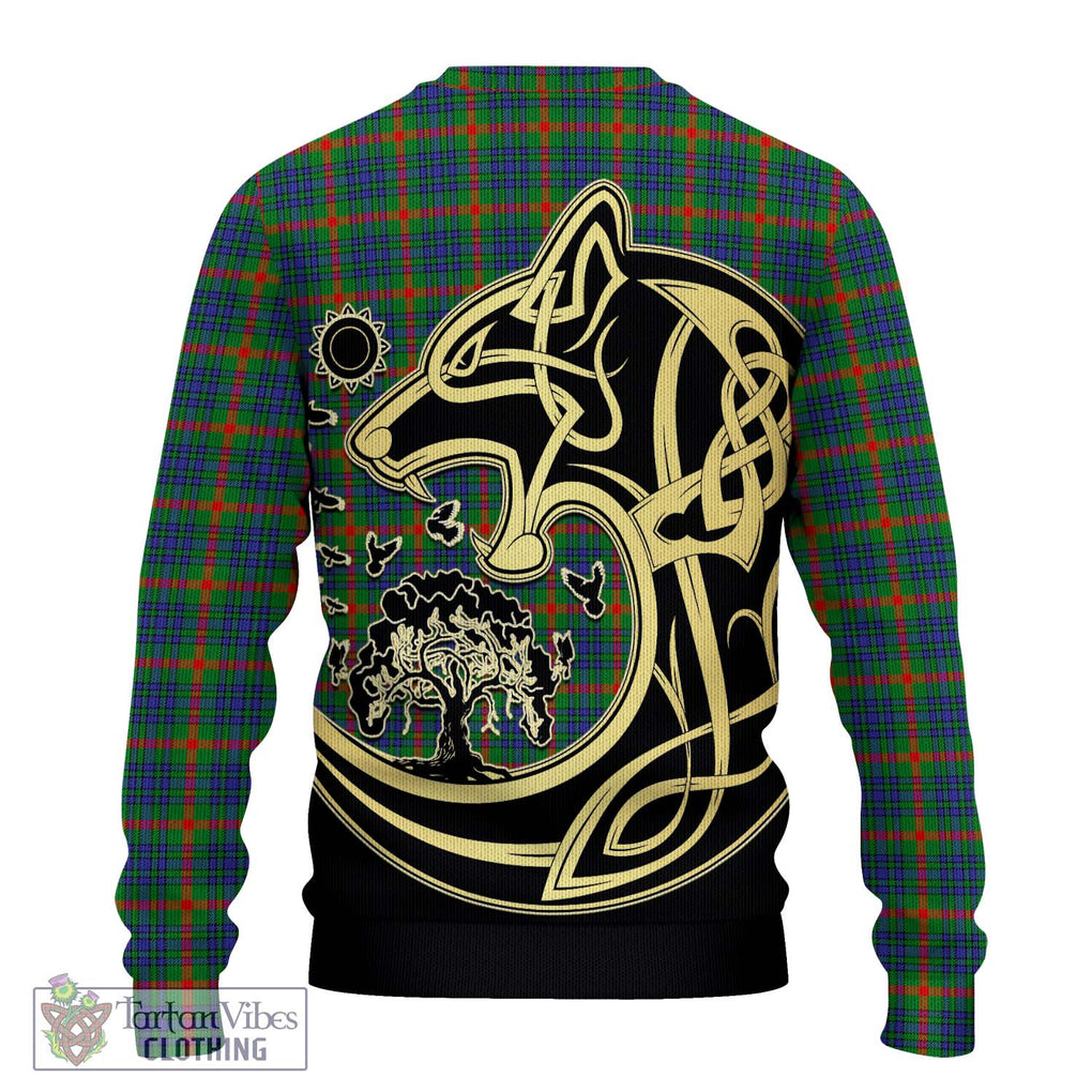 Aiton Tartan Knitted Sweater with Family Crest Celtic Wolf Style - Tartan Vibes Clothing