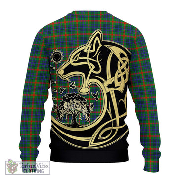 Aiton Tartan Ugly Sweater with Family Crest Celtic Wolf Style