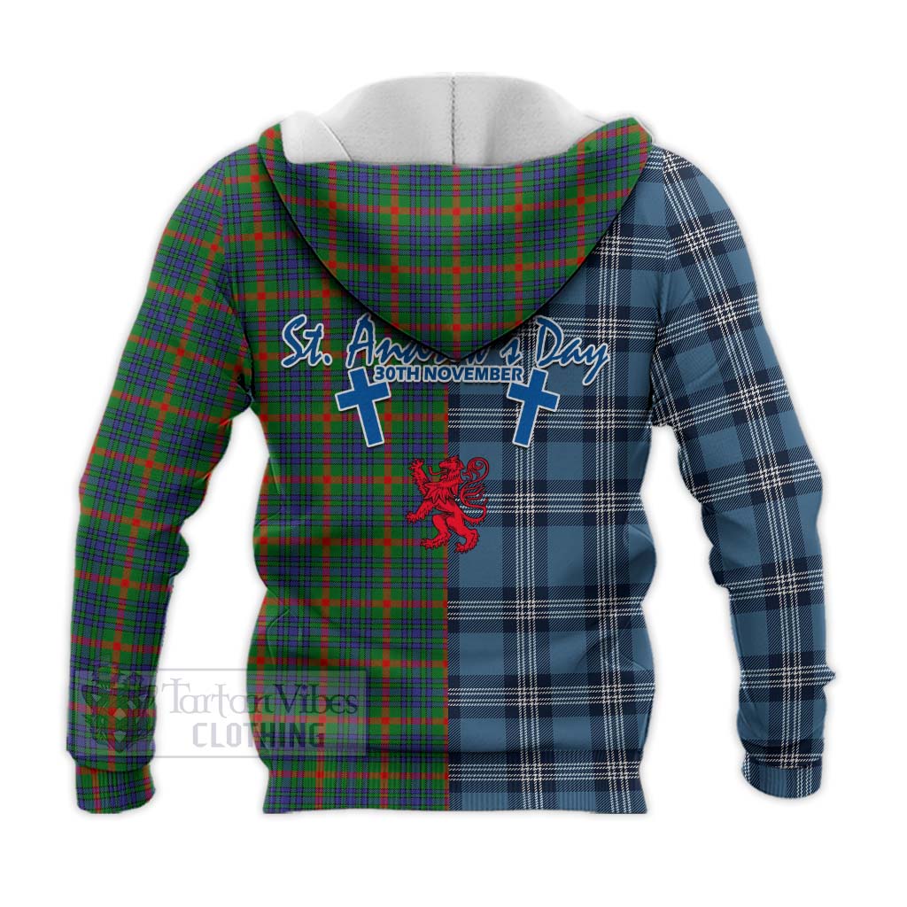 Tartan Vibes Clothing Aiton Tartan Knitted Hoodie Happy St. Andrew's Day Half Tartan Style