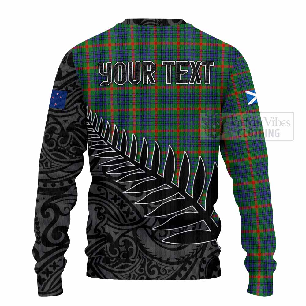 Tartan Vibes Clothing Aiton Crest Tartan Knitted Sweater with New Zealand Silver Fern Half Style